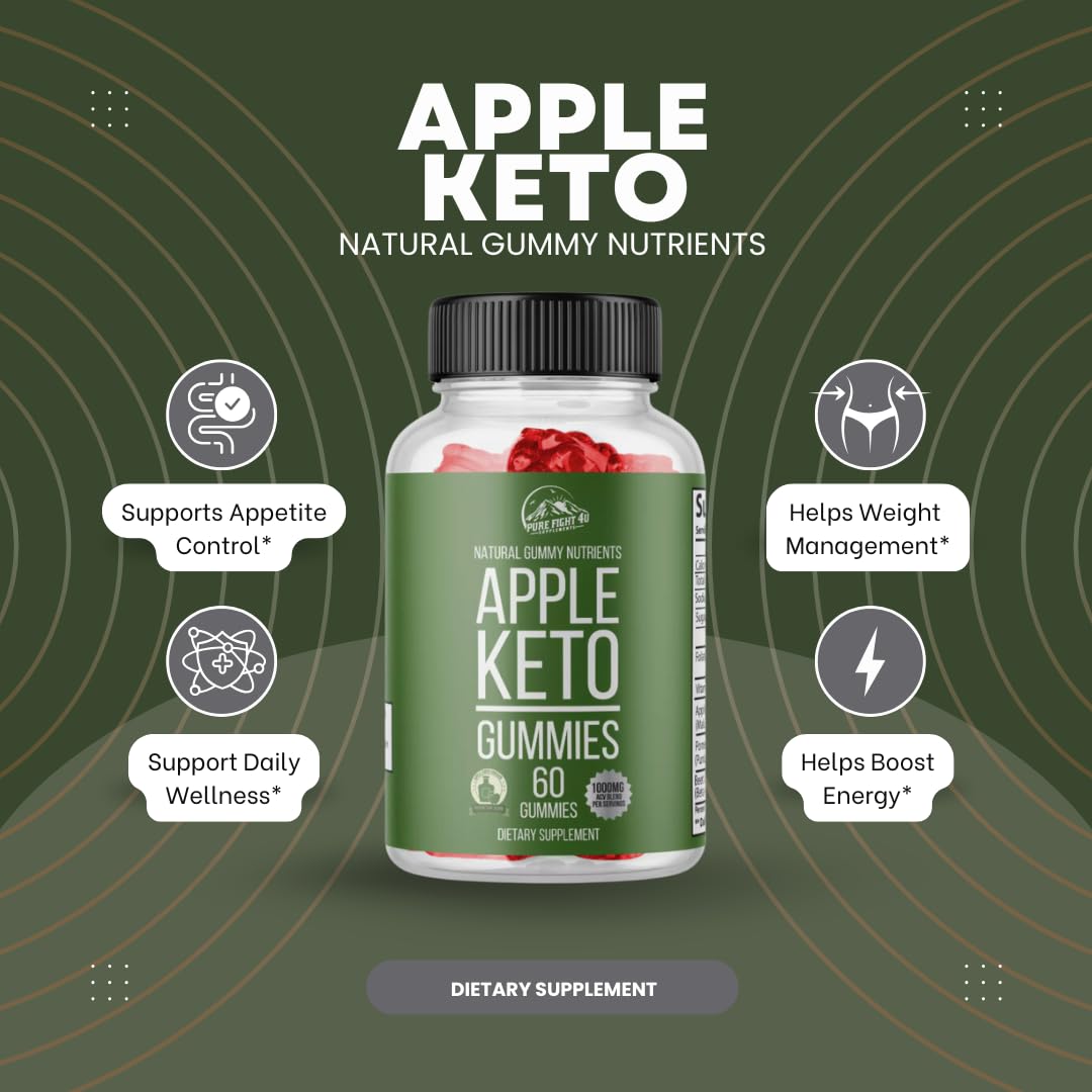 Apple Keto Gummies | Weight Management, Advanced Weight Loss Support | Dietary Supplement 60 Gummies