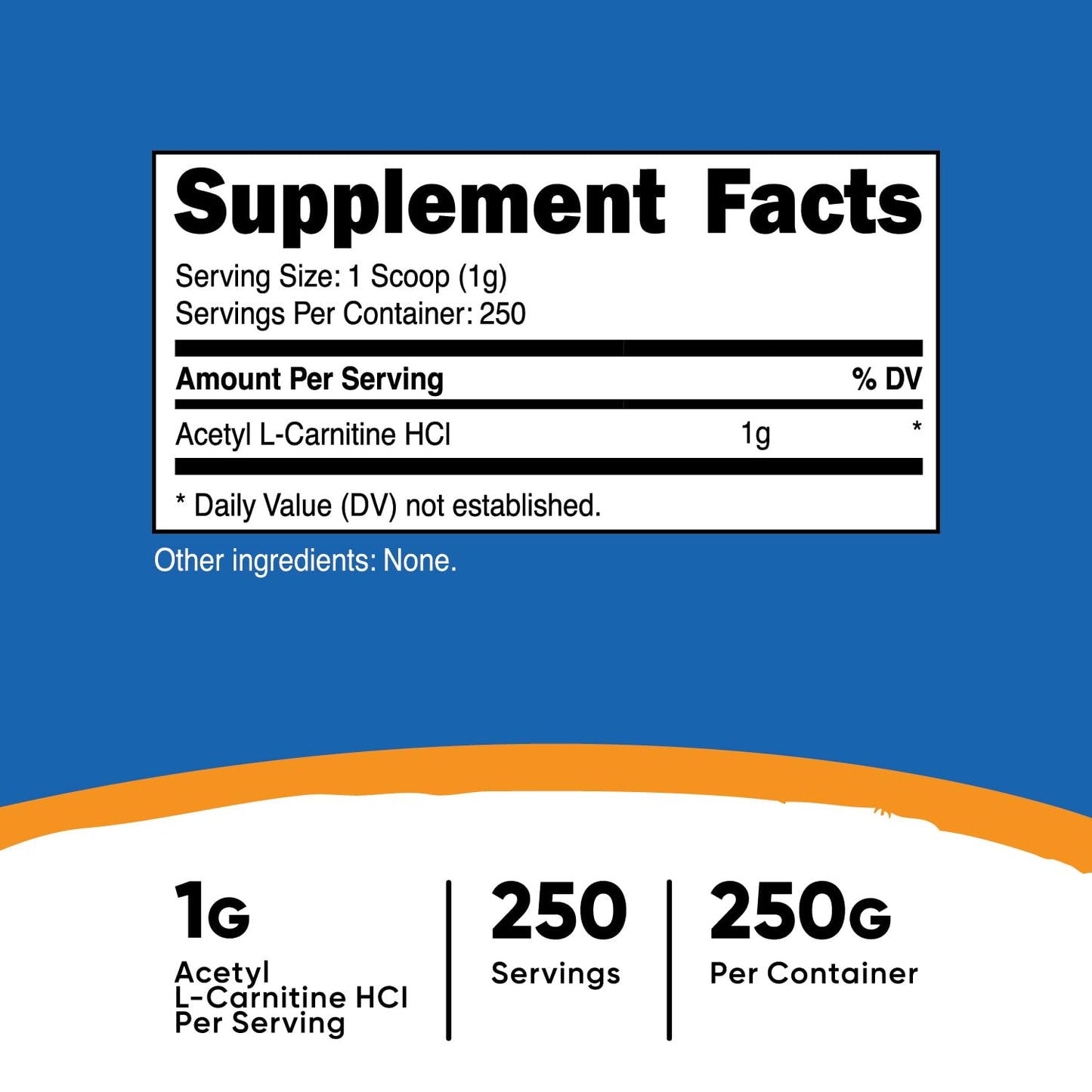 Nutricost Acetyl L-Carnitine (ALCAR) 250 Grams Powder - 1G Per Serving - 250 Servings