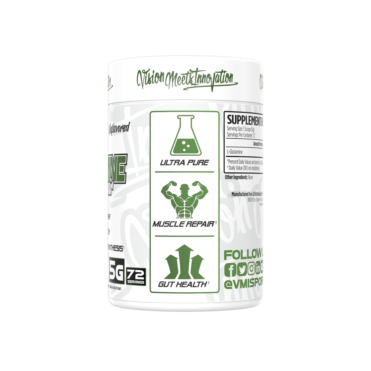 VMI Sports Glutamine Muscle Repair Powder Pure L-Glutamine | Muscle Repair & Recovery - Gut Health - Protein Synthesis | 5g per Serving - 72 Servings