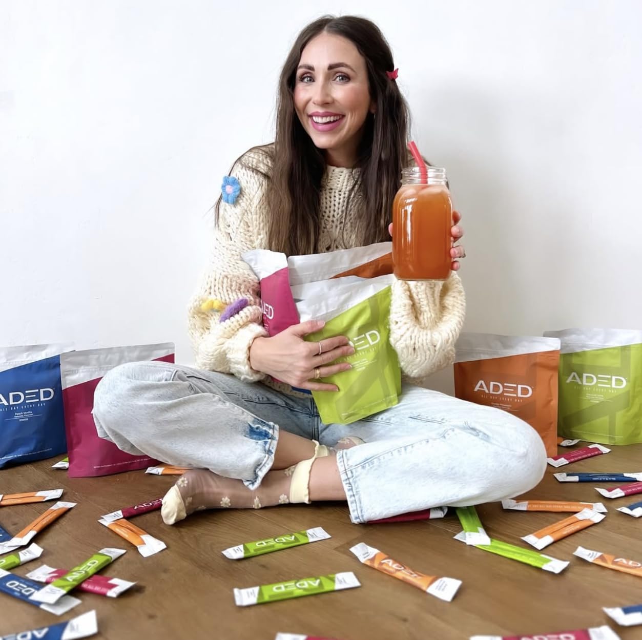 ADED Energy + Instant Hydration Electrolytes Powder Drink Mix, Orange Pineapple, 20 Packets - Sugar Free, Vitamins, Minerals, Nootropics, Natural Caffeine - Hangover Relief Electrolyte Packets