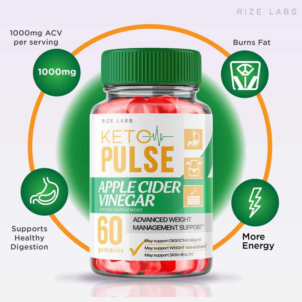 (2 Pack) Keto Pulse Gummies - Keto Pulse ACV Gummies Weight Loss Supplement Organic Ingredients Apple Cider Vinegar Advanced Active Keto+ACV Formula Plus Gomita (120 Gummies)