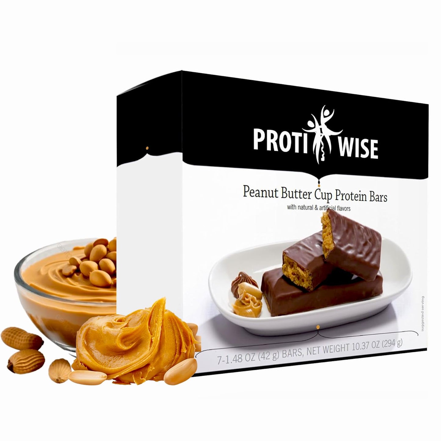 Protiwise High Protein Nutrition Bar | Peanut Butter Cup | 15g Protein Bar | Meal Replacement Bar | Gluten Free, Low Fat, Low Sugar, Keto-Friendly | Crush Cravings, Lose Weight | 5/box