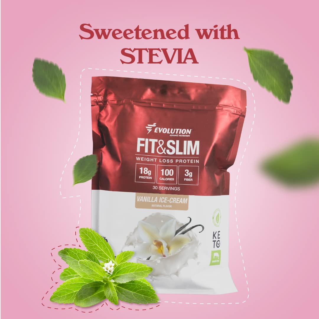 Evolution Advance Nutrition Fit & Slim Blend, 2 Pounds + Resistance Loop Bands for Home Exercise - Grass Fed Whey Protein Powder, Easy Digesting, Keto Approved, Non GMO, Stevia Sweetened (Vanilla)