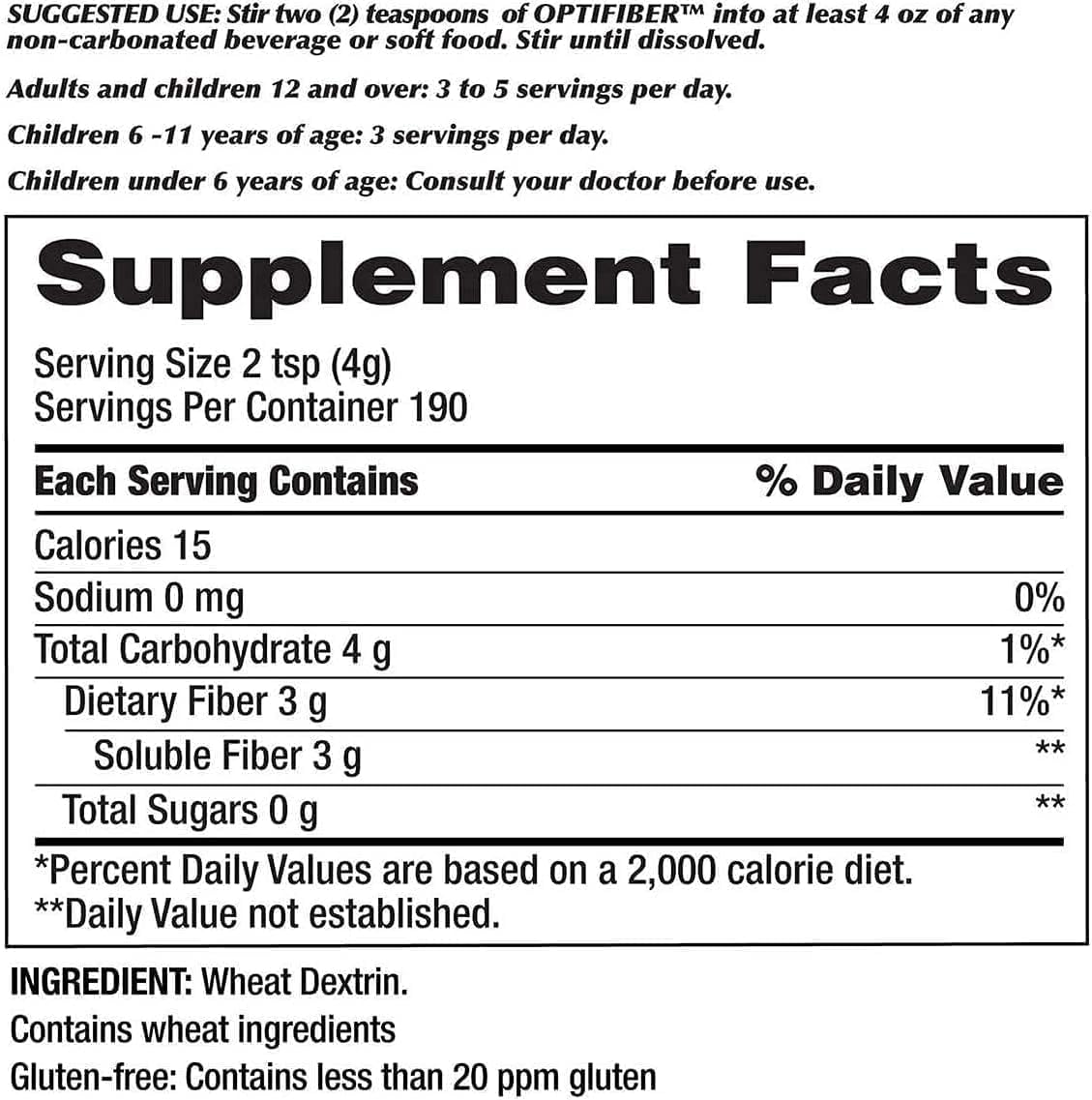 Optifibe'r Powder by Kik-Iand, Fiber Supplement, 25.6 oz (190 Servings)