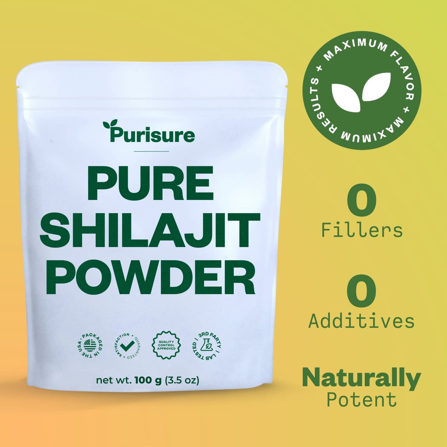 Purisure Shilajit Supplement Powder, 100g, Pure Himalayan Mineral with Fulvic Acid Powder, 12:1 Pure Fulvic Minerals Compound for Energy Supplement, 400 Servings