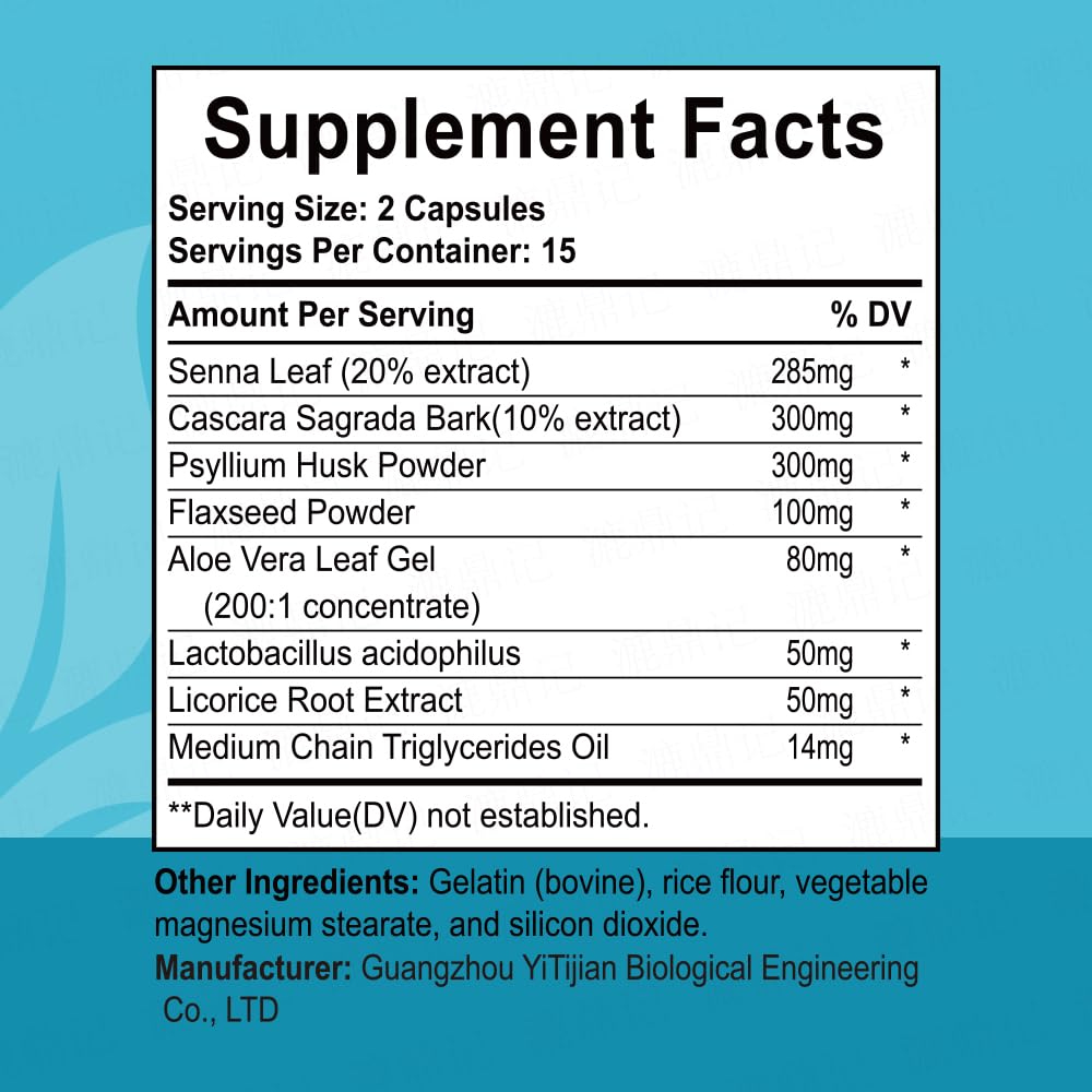 LOCRED 15 Day Cleanse Capsule,Colon Cleanse Detox and Gut Health for Women & Men,with with Senna, Cascara Sagrada & Psyllium Husk,30 Capsules