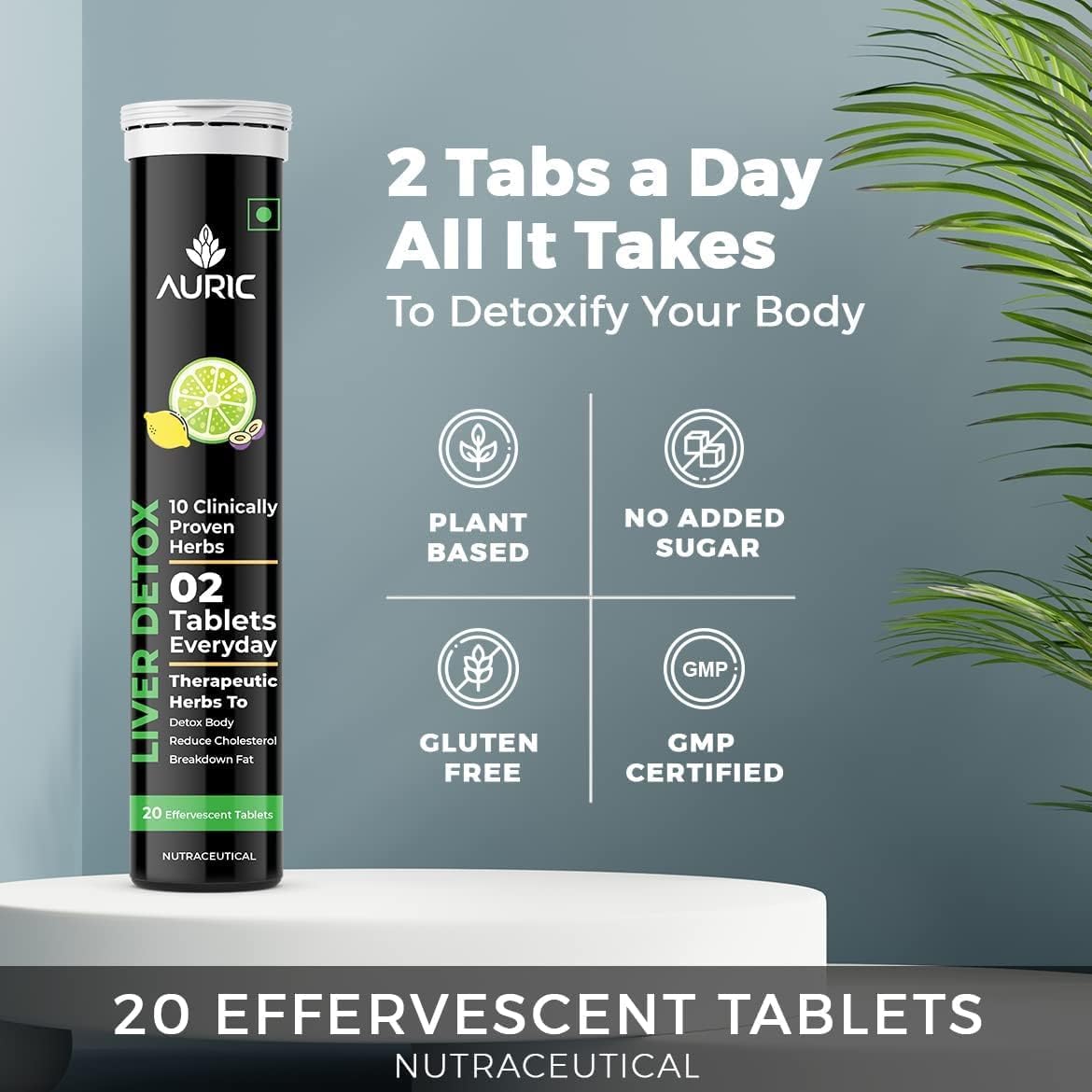 Liver Detox Effervescent | Fizzy Water with 10 Ayurvedic Herbs | Clinically Researched Therapeutic Ingredients | Drop, Dissolve, Fizz, Drink | 20 Tablets (Pack of 1)