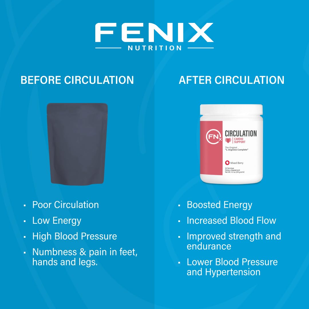 Fenix Nutrition L-Arginine Complete, Mixed Berry - 5000mg L Arginine, Nitric Oxide Booster, Natural Supplement, Increases Energy and Endurance