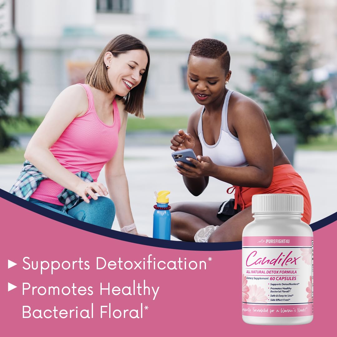 PureFight4U Candilex All-Natural Detox Formula, Supports Detoxification & Healthy Bacterial Flora, Formulated for Woman's Need | Dietary Supplement 60 Capsules