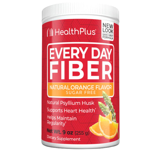 Health Plus Every Day Fiber Digestive Support | No Artificial Flavors | Daily Fiber for Toxin Elimination To Reduce Bloating | Psyllium Husk | Orange Flavor | 9 Ounces, 36 Servings.