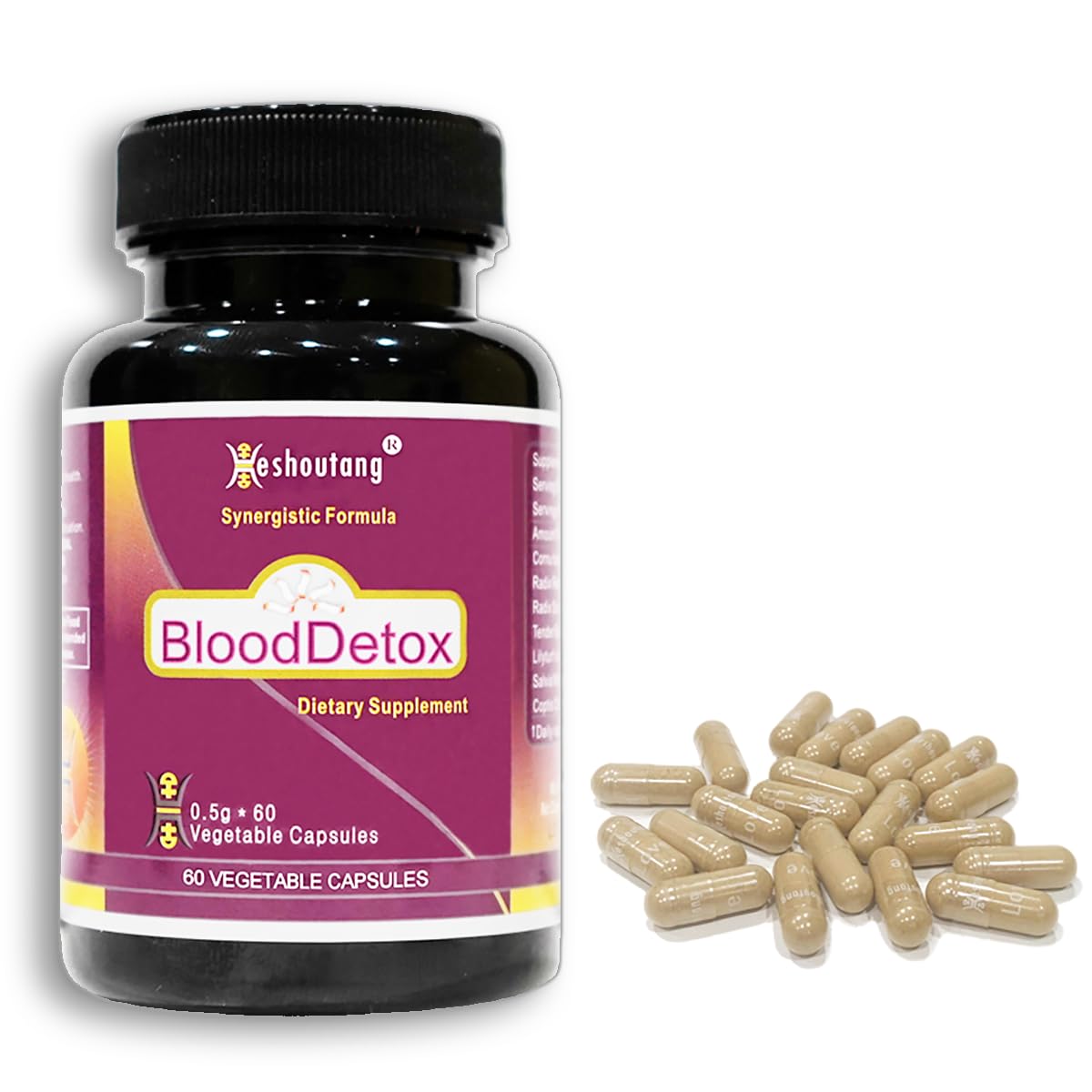 Heshoutang BloodDetox|Market Proven Herbal Blood Cleanser|60 Veg Capsules