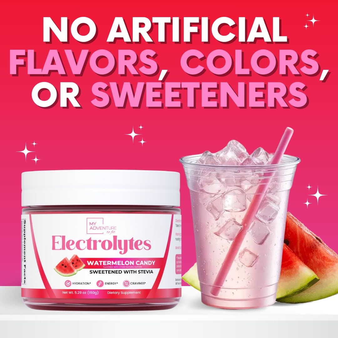 Zero Sugar - Watermelon Candy Electrolytes Powder - Refreshing Hydration - Caffeine Free Energy with All Natural Ingredients - Vegan, Keto and Paleo - Sugar Free Electrolytes Drink Mix - 30 Servings