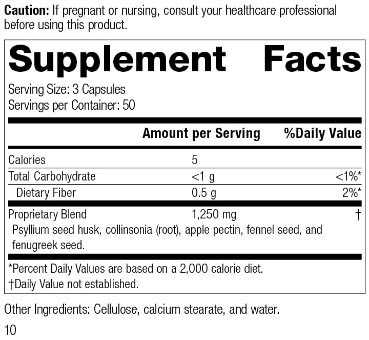 Standard Process Inc. Gastro-Fiber - Whole Food Digestion and Digestive Health, Indigestion, and Cramps with Collinsonia Root, Apple Pectin, and Fennel Seed - 150 Capsules