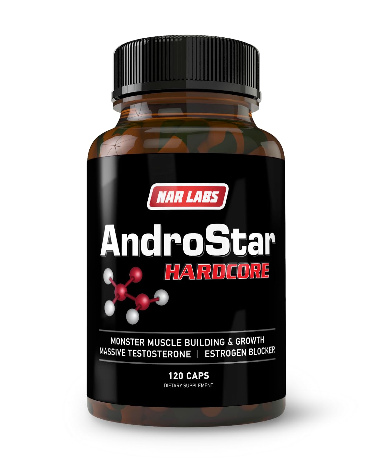 Nar Labs AndroStar Hardcore | Natural Testosterone Booster | Estrogen Blocker for Men | Boost Muscle Growth | 120 Capsules