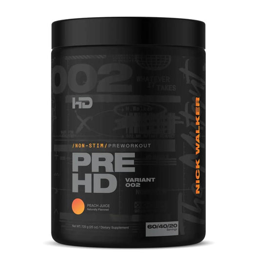 HD MUSCLE PreHD Variant 002 Non Stim Pre Workout | with Citrulline, Beta Alanine, Creatine, VasoDrive-AP, Alpha GPC | 60/40/20 Servings (Peach Juice)