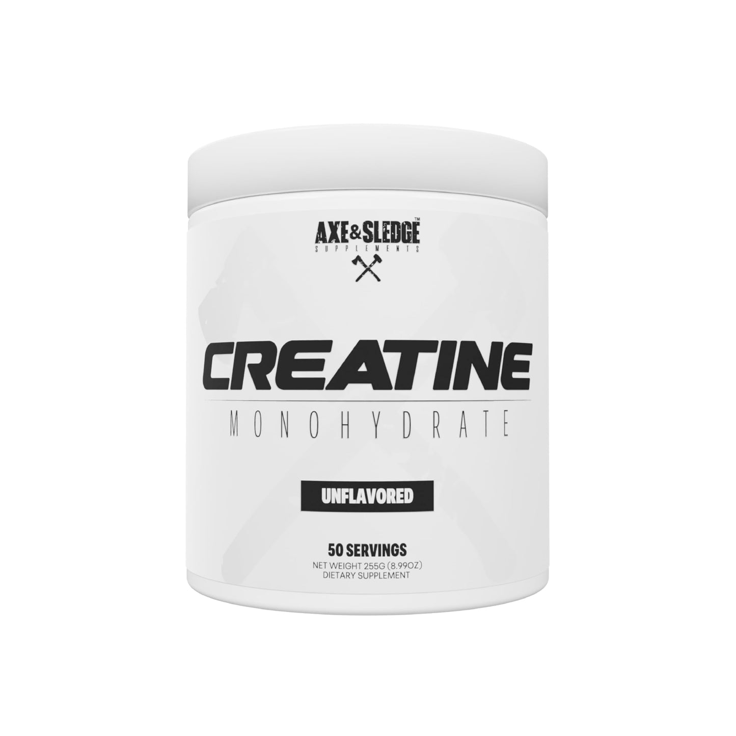 Axe & Sledge Supplements Basics Creatine, Enhances Strength, Increases Lean Body Mass, Boosts Performance, Unflavored, 50 Servings