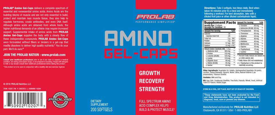 PROLAB Amino GEL-CAPS, 200-Count