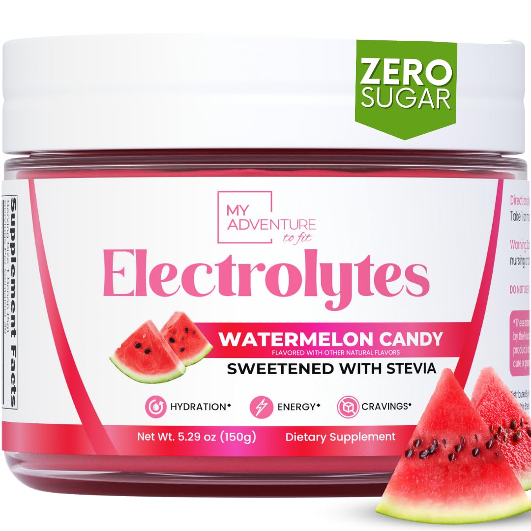 Zero Sugar - Watermelon Candy Electrolytes Powder - Refreshing Hydration - Caffeine Free Energy with All Natural Ingredients - Vegan, Keto and Paleo - Sugar Free Electrolytes Drink Mix - 30 Servings