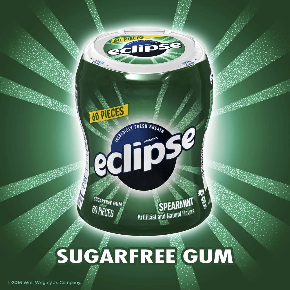 Eclipse Spearmint Sugarfree Gum 60 Count Pack of 6