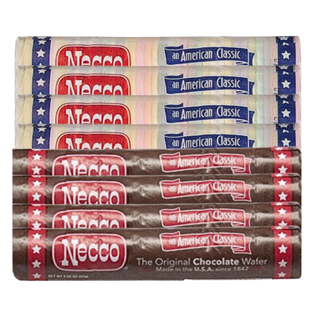 Necco Wafers 8 Pack Includes Assorted 4 rolls x Chocolate 4 rolls 8 Rolls Bulk Packaged by Cosmos Candy