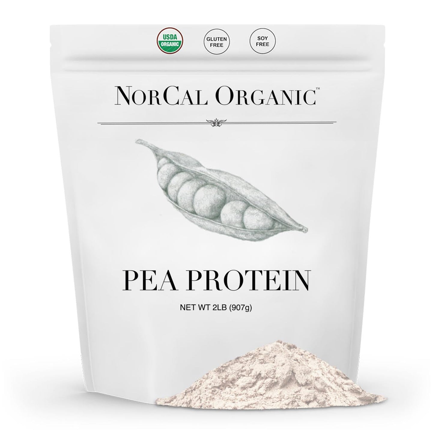 NorCal Organic - Premium Pea Protein Isolate - 100% Vegan and Organic - UNFLAVORED - 2 Pounds (Pack of 1) - 35 Servings