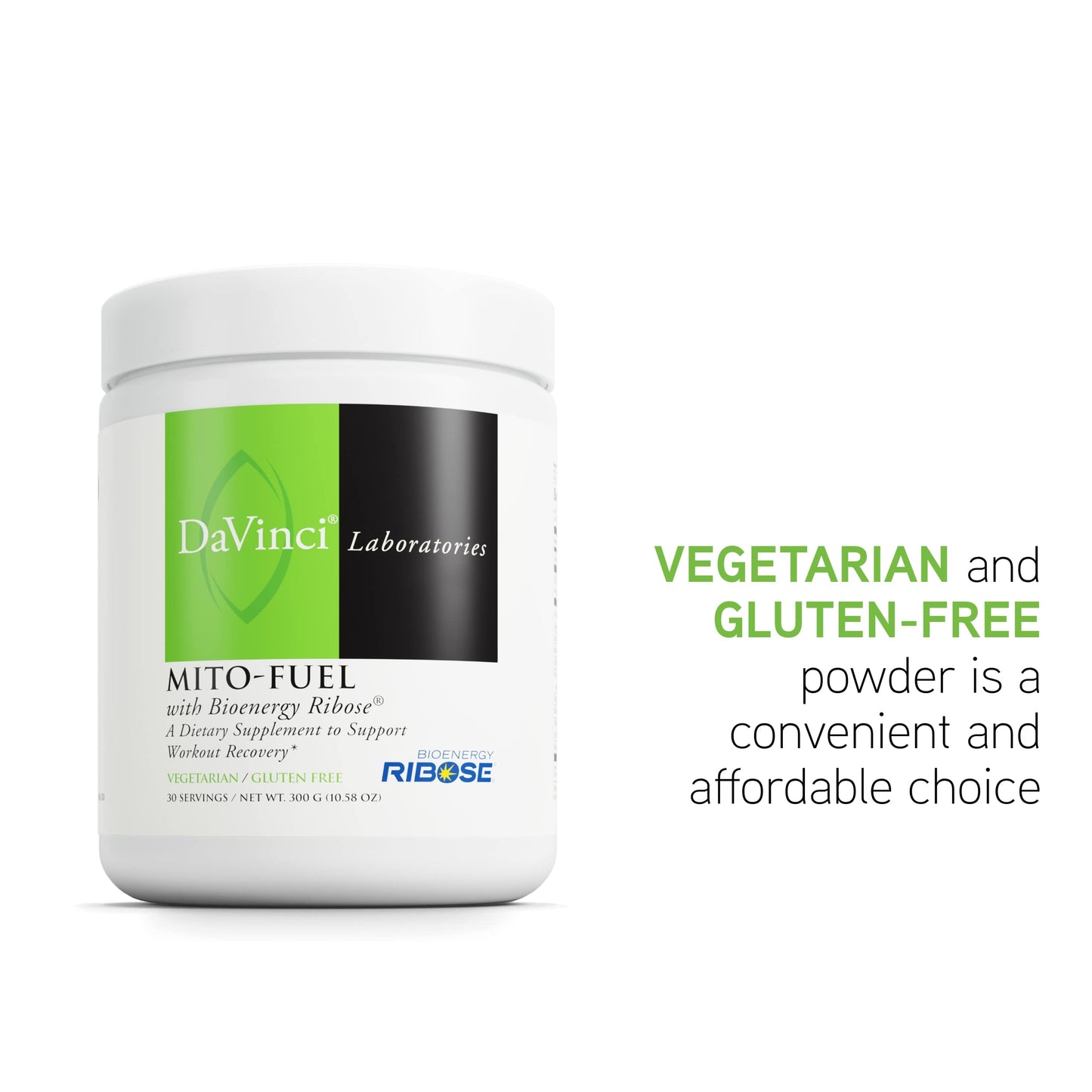 DAVINCI Labs Mito-Fuel with D-Ribose - Helps to Support Muscle Recovery & Energy Levels with D-Ribose, CoQ10, L-Carnitine & More - 300 Grams (30 Servings)