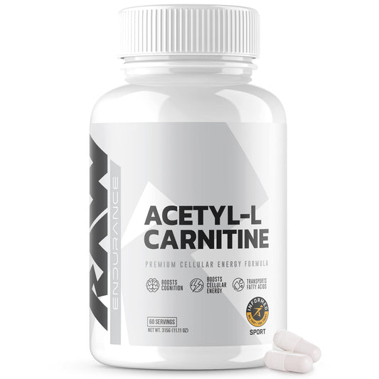 RAW Acetyl L-Carnitine Supplement, 500mg - Premium Cellular Energy Formula Boosts Cognition - Natural Energy Pills for Fatigue, Reduce Muscle Damage & Promotes Repair - 60 Capsules
