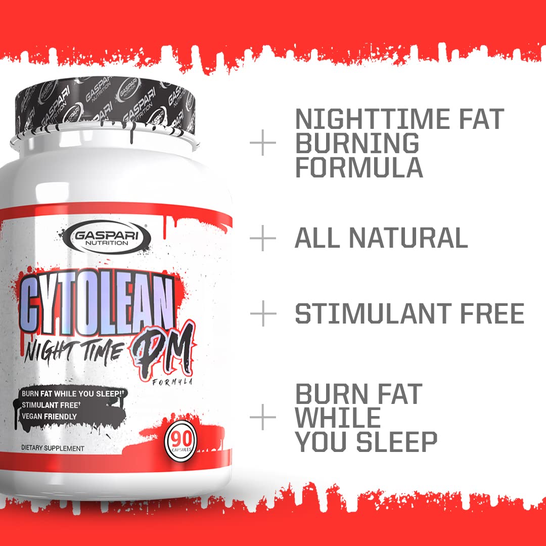Gaspari Nutrition Cytolean PM: Nighttime Fat Burner with Melatonin Sleep Support, Stress Reduction, Stimulant Free, Vegan Friendly (90 Capsules)