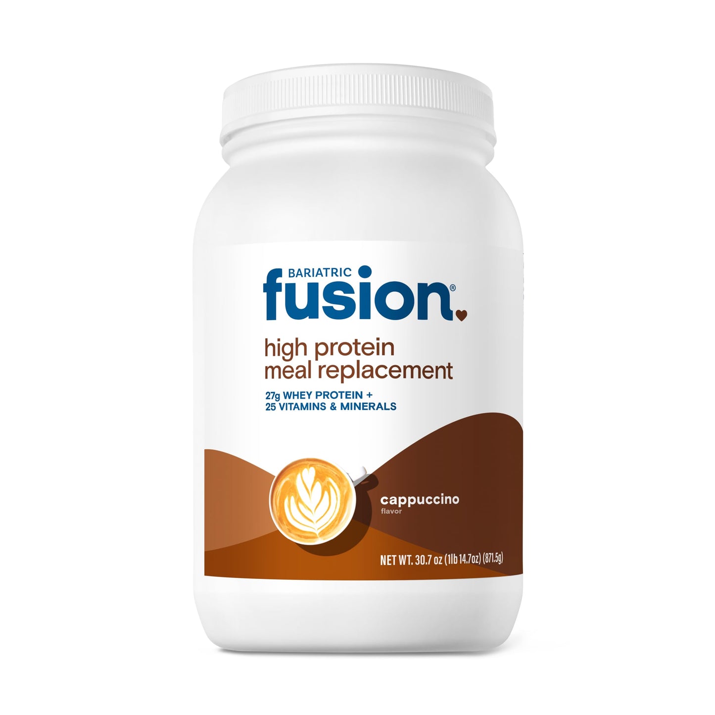 Bariatric Fusion Cappucino Meal Replacement 27g Protein Powder, 21 Serving Tub for Bariatric Surgery Patients Including Gastric Bypass and Sleeve Gastrectomy - No Gluten, Aspartame or Sugar