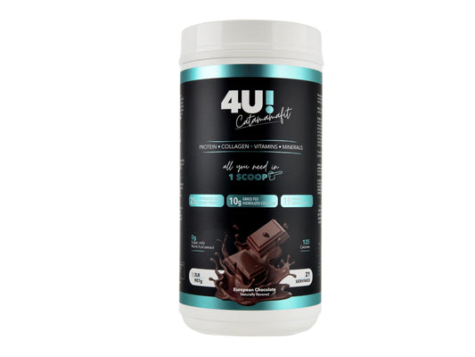 Catamamafit 4U! Chocolate Protein Powder, 25g Hydrolyzed Whey Isolate, 10g Hydrolyzed Collagen, 19 Vitamins & Minerals, No Sugar, Gluten Free, 2 lbs (907g)