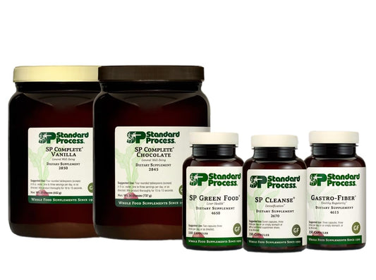 Standard Process Purification Product Kit with SP Complete Chocolate, SP Complete Vanilla and Gastro-Fiber - Includes Whey Protein, Dietary Fiber, Whole Food Green Food Supplement & More