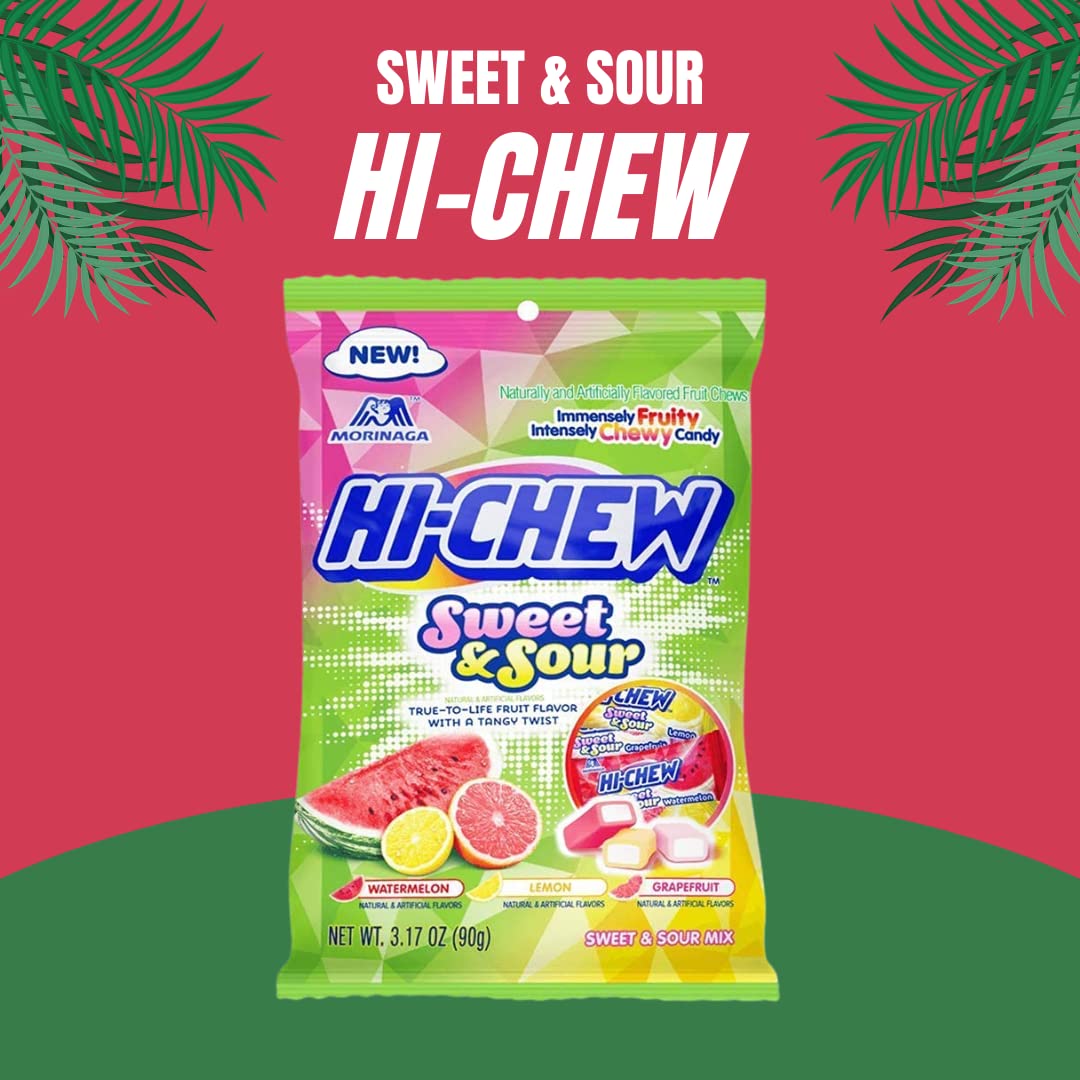 Hi Chew Candy 2 Different Flavors Fantasy Mix and Berry Mix Fruity Chewy Japanese Candy Variety Pack of 2 Tropical  Sour Mix
