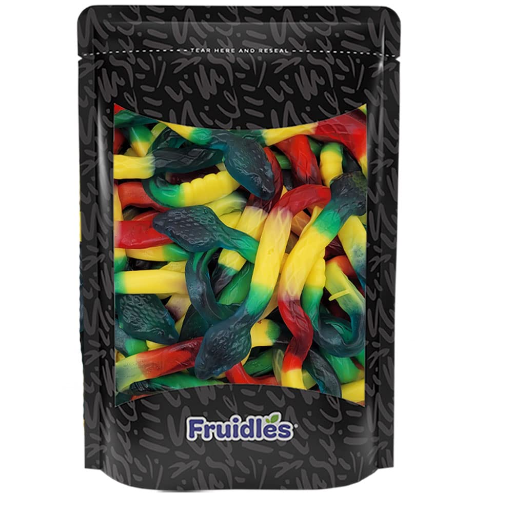Fruidles Giant Gummy Rattle Snake Candy Assorted Fruit Flavors Allergy Friendly NonGMO No Artificial Sweeteners HalfPound