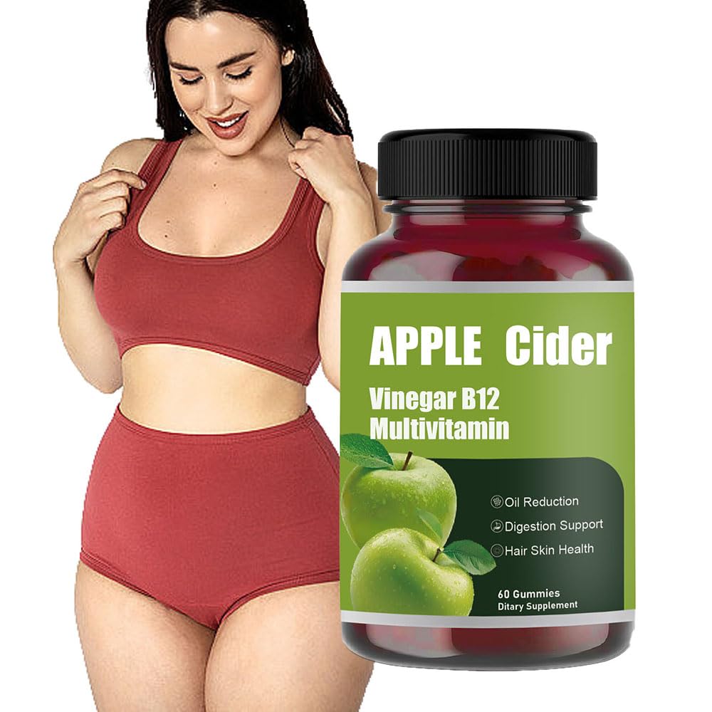 Apple Cider Gummy-Apple Cider Vinegar B12 Multivitamin, Natural Apple Cider Vinegar Gummies - Vinagre de Sidra de Manzana Gomitas - Vegan & Gluten-Free - 60 Gummies (1)