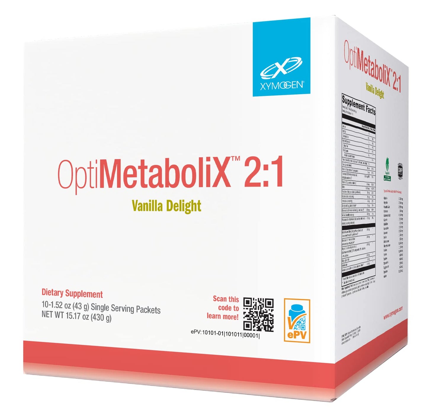 XYMOGEN OptiMetaboliX - Metabolism Supplement with B12 Vitamins and Folate - Cinnamon Supplements + Vitamin B9 - Vegan & Gluten Free - Vanilla Delight (10 Servings)