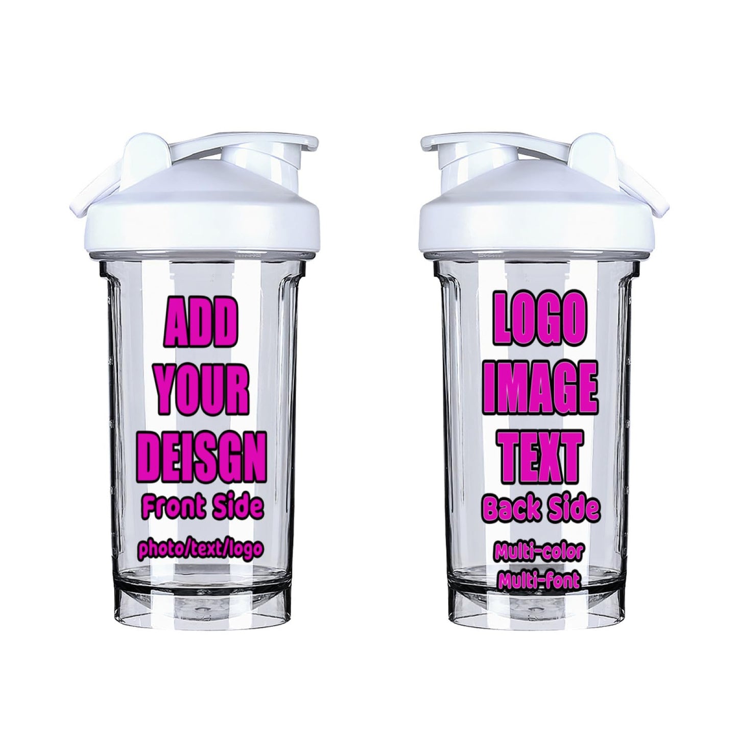VUASYIE Customized Shaker Cups For Protein Shakes 500ml Fitness Water Cup 18oz Sport Bottles Add Your Design Picture Logo Text Gifts For Birthday Christmas Thanksgiving