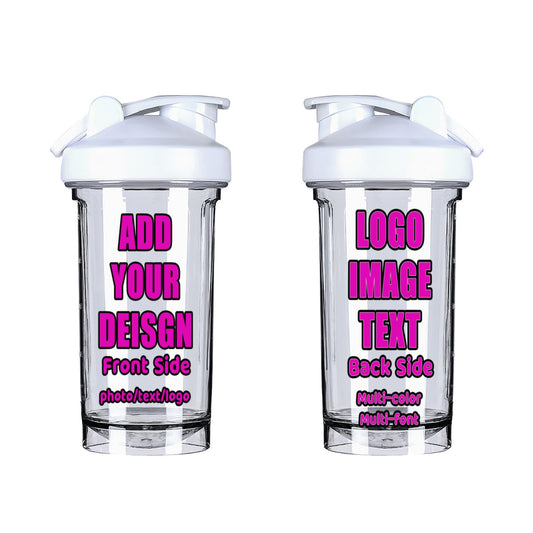 VUASYIE Customized Shaker Cups For Protein Shakes 500ml Fitness Water Cup 18oz Sport Bottles Add Your Design Picture Logo Text Gifts For Birthday Christmas Thanksgiving