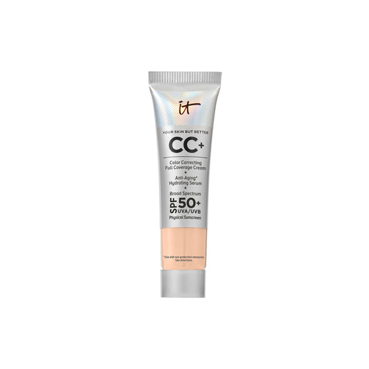 IT Cosmetics Your Skin But Better CC+ Cream Travel Size, Light Neutral - Color Correcting Cream, Full-Coverage Foundation, Hydrating Serum & SPF 50+ Sunscreen - Natural Finish - 0.4 fl oz