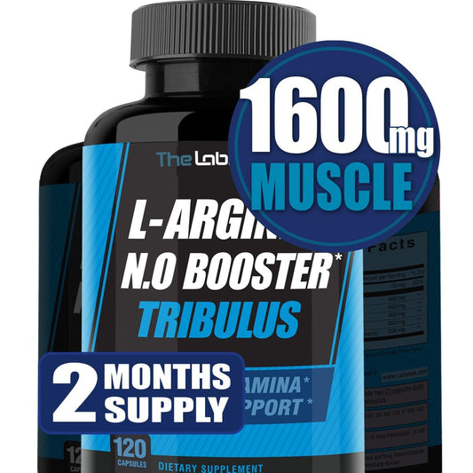 Nitric Oxide Booster, Nitric Oxide, I Arginine Supplement 1600mg vs L Arginine 1000mg Capsules / L Arginine L Citrulline Supplement for Vascularity, Muscle Growth, Endurance w/ Tribulus - 2 Mons