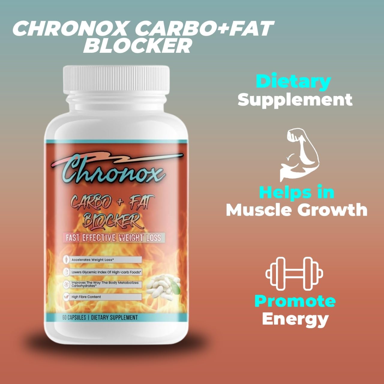 Chronox (60 Capsules Kidney Bean Extract Weight Loss Diet Capsules - Supports Balanced Carbohydrate Metabolism - Suitable for Men and Women - Non-GMO, Vegan Dietary Supplement
