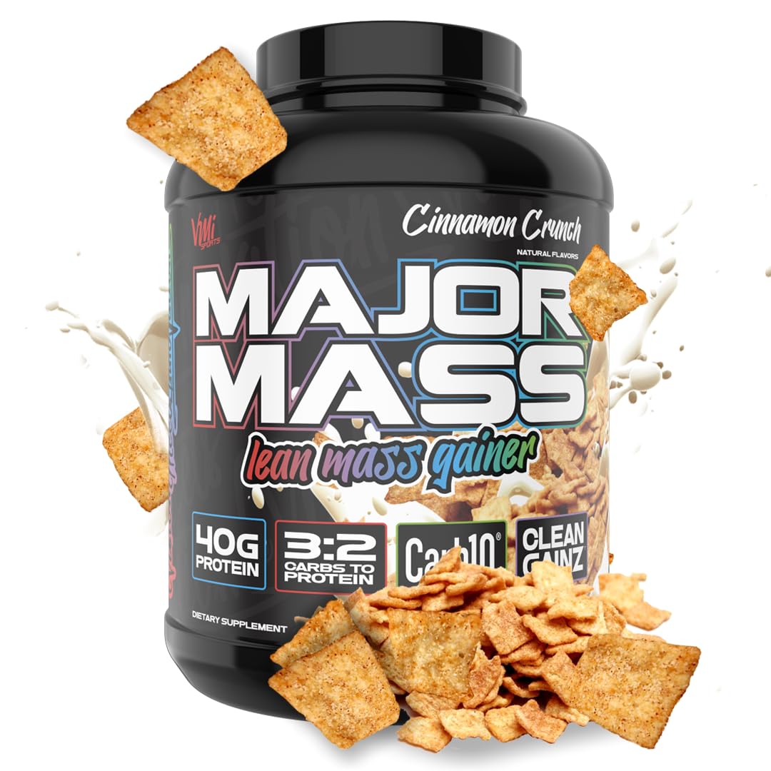 VMI Sports | Major Mass Lean Mass Gainer | Mass Gainer Protein Powder for Muscle Gain | Weight Gainer Protein Powder for Men | Weight Gainer for Women (Cinnamon Crunch, 4 Pounds)