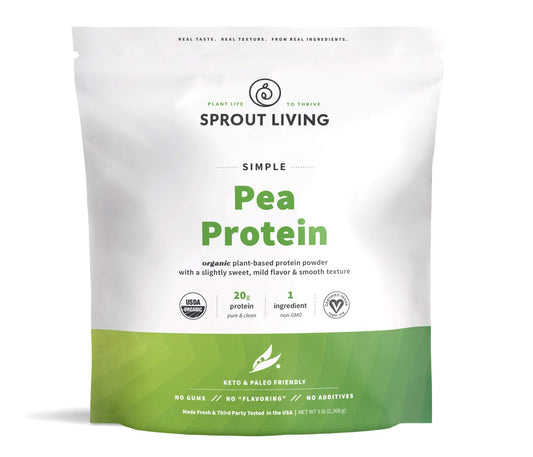Sprout Living Organic Pea Protein Powder, 20 Grams of Plant Based Organic Protein Powder Without Artificial Sweeteners, Non Dairy, Non-GMO, Dairy Free, Vegan, Gluten Free, Keto Drink Mix (5 Pound)