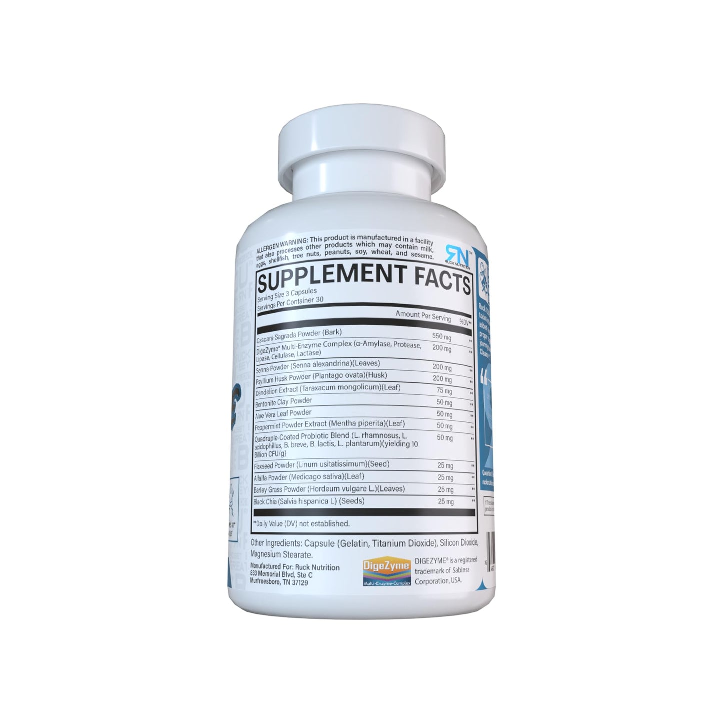 RUCK NUTRITION Total Cleanse Advanced Detox Formula for Digestive Support, Weight Loss, Bloating Reduction, Toxin Flush, Natural Energy Boost - with Milk Thistle, Dandelion Root - Probiotic Blend