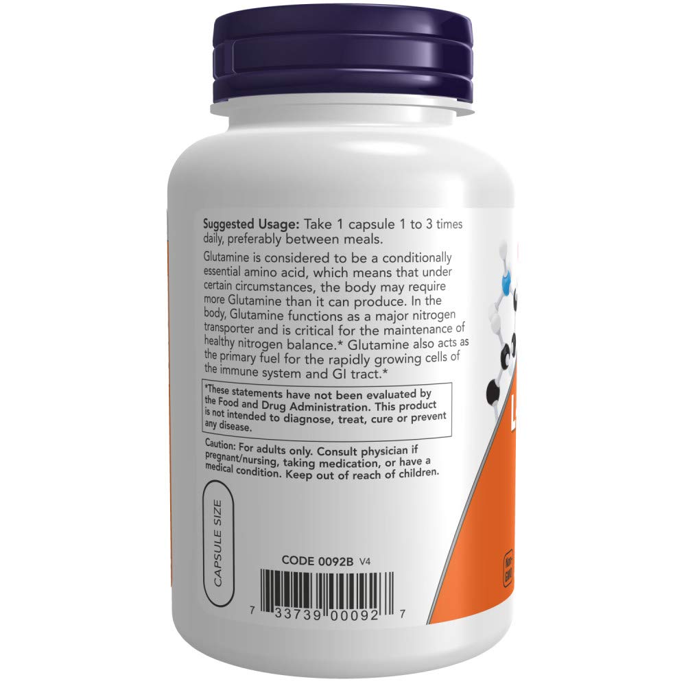 NOW Foods L-Glutamine 500mg - 120 ct (Pack of 2)
