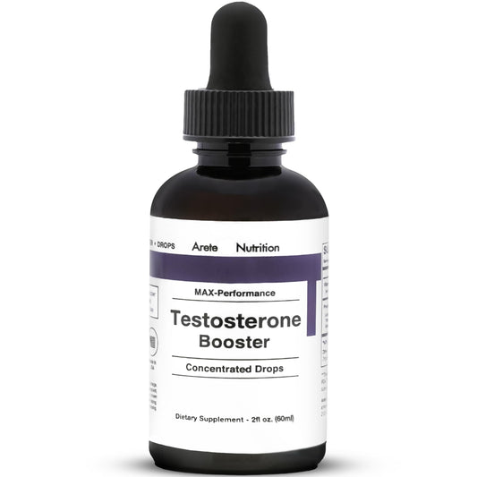 Arete Nutrition Testosterone Booster - Supplement Men and Women with Tribulus Terrestris and Tongkat Ali for Enhancing, Muscle Recovery & Energy - 2oz Liquid Bottle