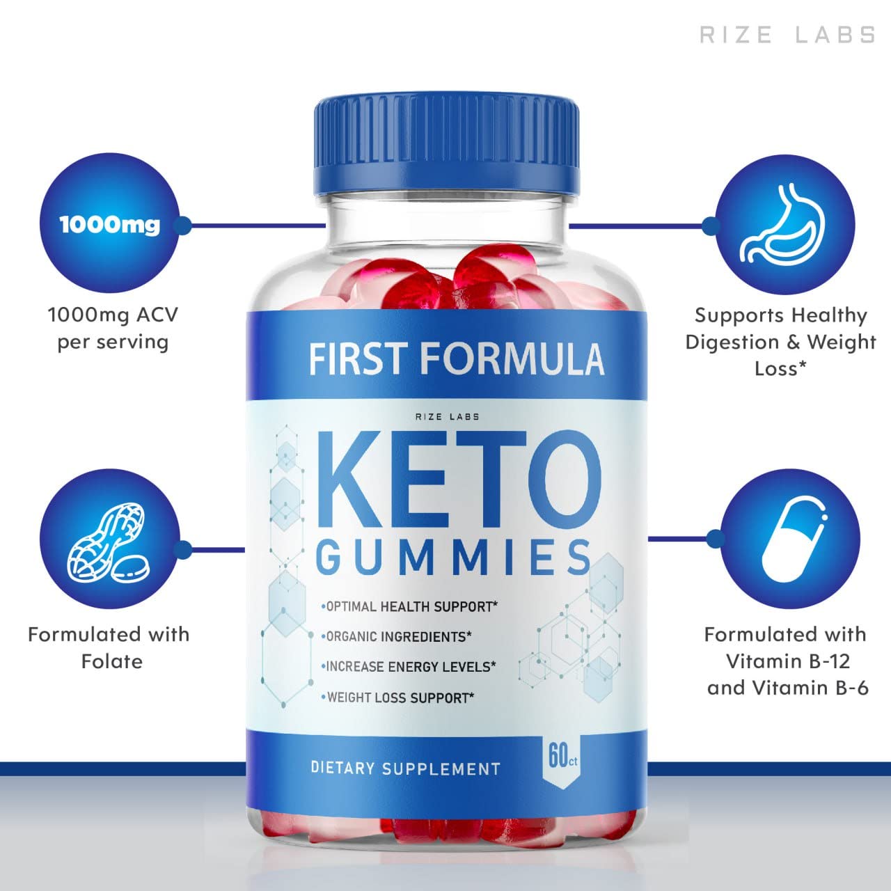 First Formula Keto ACV Gummies Apple Cider Vinegar Advanced Formula Gummies (60 Gummies)