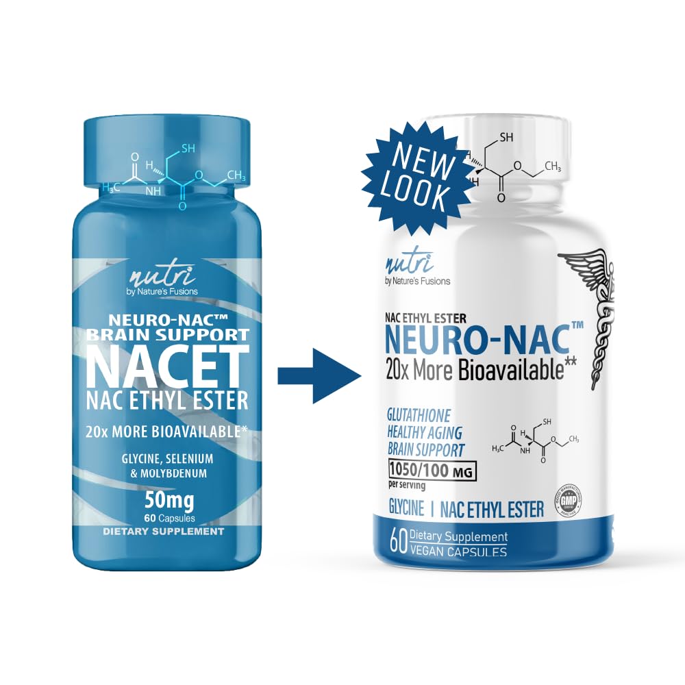 Nature's Fusions Neuro NAC Supplement N-Acetyl Cysteine Ethyl Ester (Pack of 2)- 20x More Bioavailable Than NAC 600 mg - Boost Glutathione 10x More Than Liposomal Glutathione - 120 Capsules