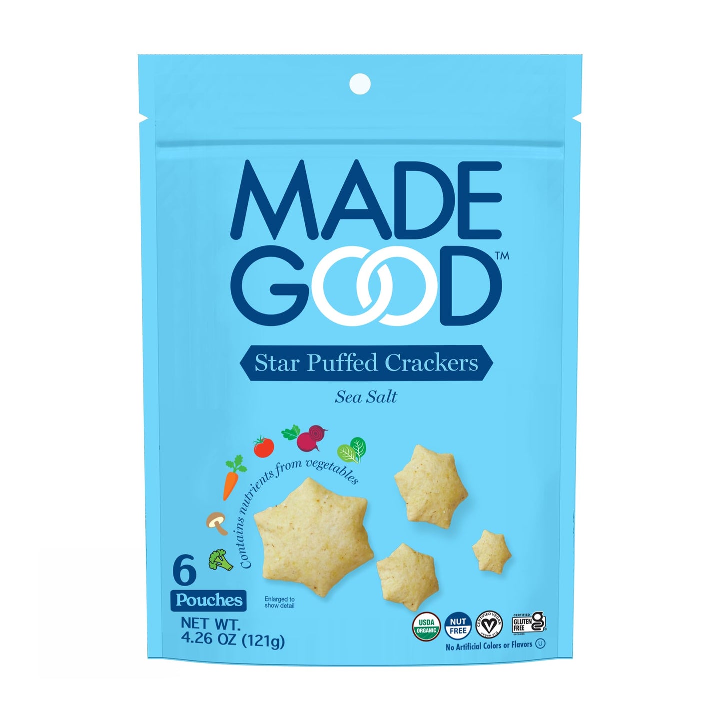 MadeGood Star Puffed Crackers Sea Salt 6 Bags 426oz Each Gluten Free Crackers