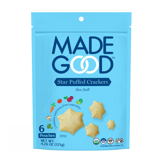 MadeGood Star Puffed Crackers Sea Salt 6 Bags 426oz Each Gluten Free Crackers