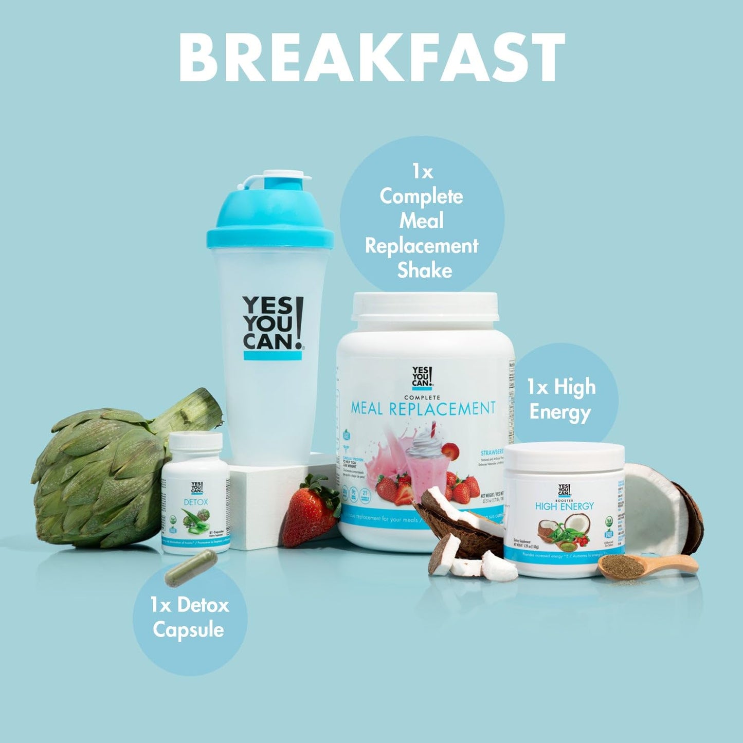 Yes You Can! Detox Plus Kit (Meal Replacement Vanilla, Aloe Vera Mango) - Complete Meal Replacement Powder, High Energy Shake Booster, Aloe Vera Detox Supplement, Health Transformation